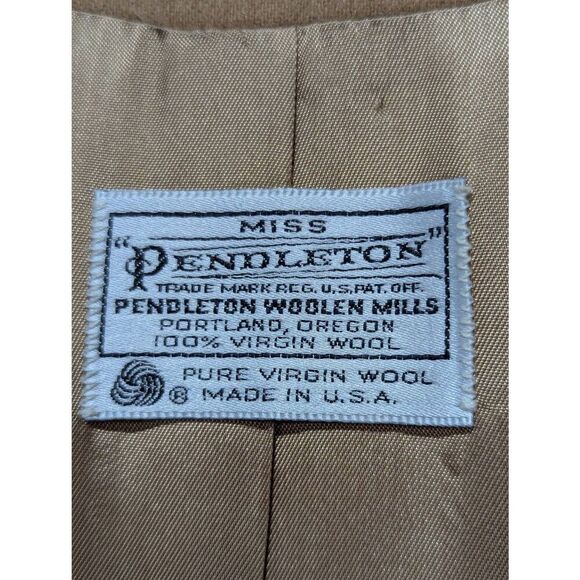 Pendleton Vintage Women's Tan Solid Wool Jacket & Pant Suit Set Size 3 Per Tag - Picture 2 of 7